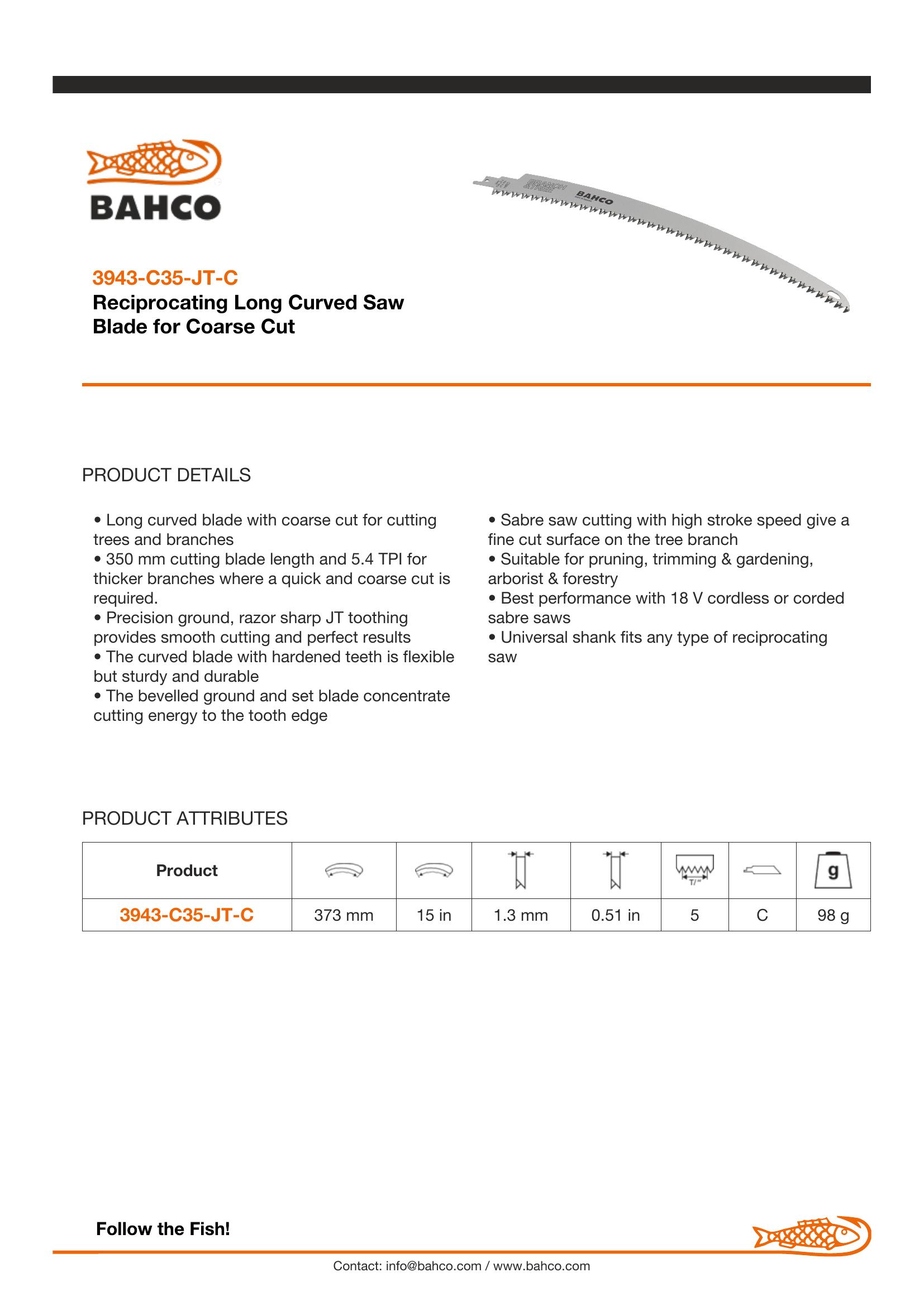 Bahco Reciprocating Long Curved Saw Blade for Coarse Cut with 350 mm 5.4 TPI - Image 4
