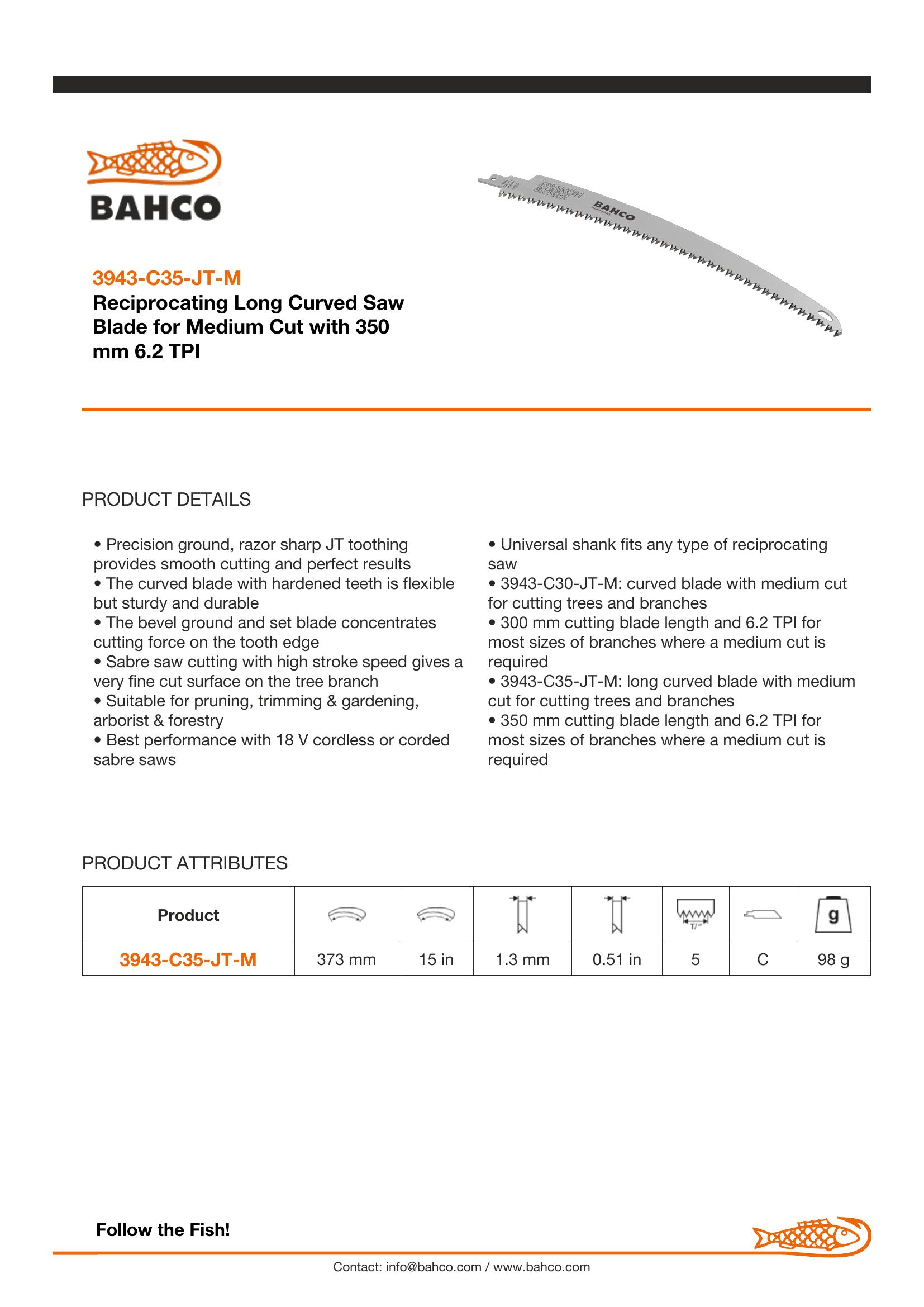 Bahco Reciprocating Long Curved Saw Blade for Medium Cut with 350 mm 6.2 TPI - Image 6