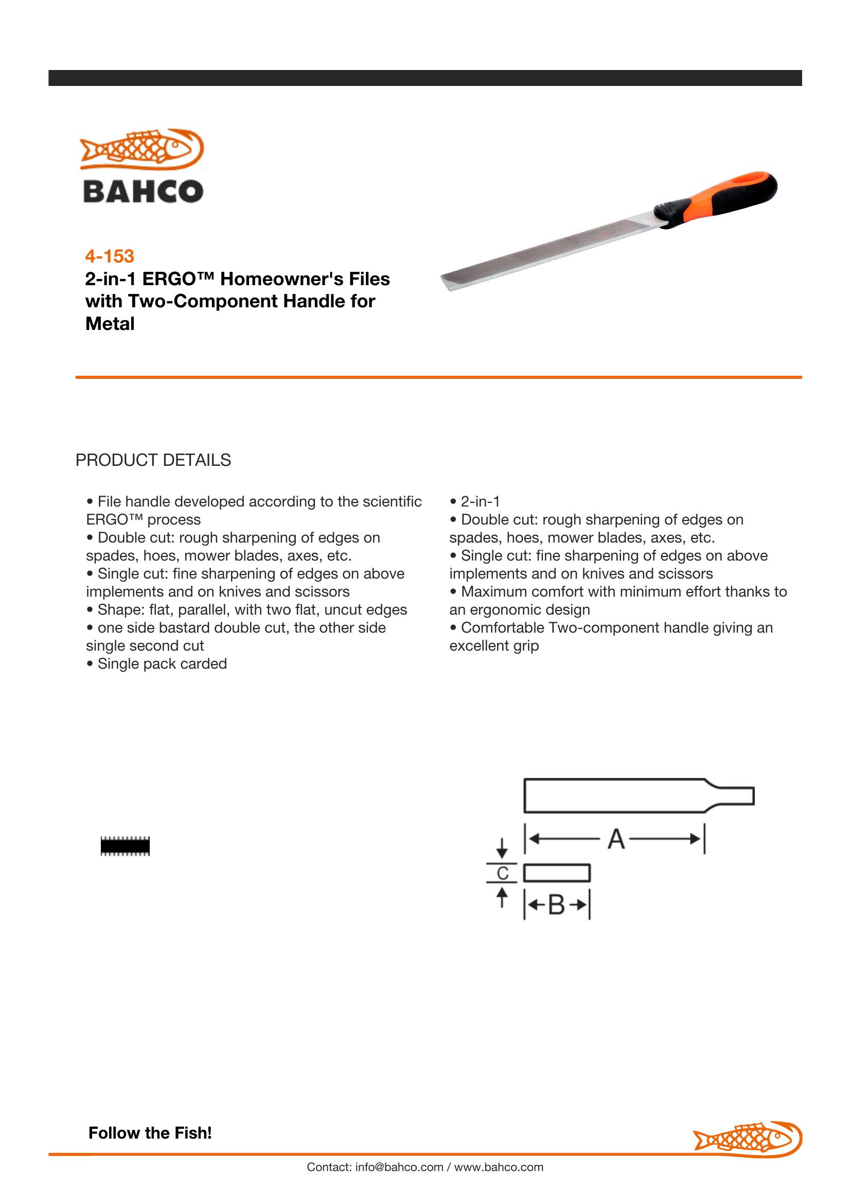 Bahco File, Home Owners - Individual, 8" 200mm metal filing and sharpening file - Image 4