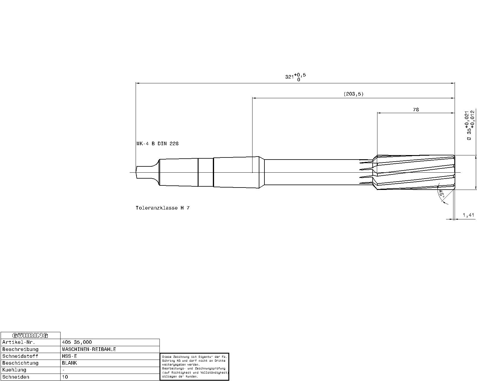 Guhring Machine Reamers Taper Shank HSS-E H7 - Image 2