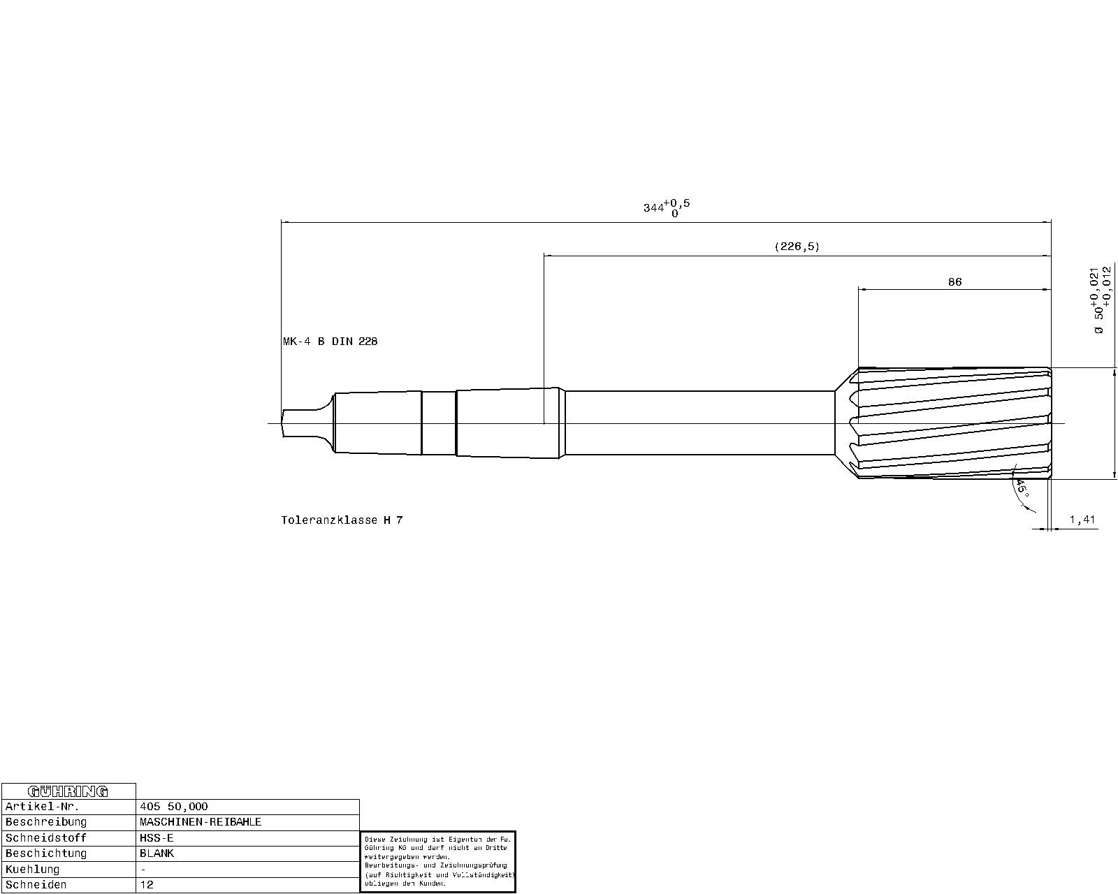 Guhring Machine Reamers Taper Shank HSS-E H7 - Image 2