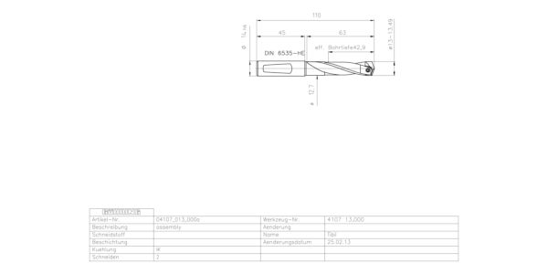 Guhring INTERCHANGEABLE INSERT HOLDER HT800 3XD 130 13,0-13,49 - Image 2