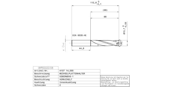 Guhring INTERCHANGEABLE INSERT HOLDER HT800 3XD 140 14,0-14,49 - Image 2