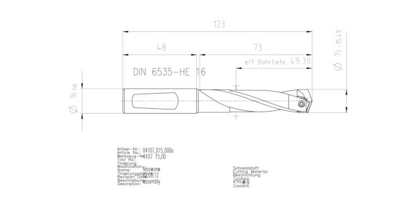 Guhring INTERCHANGEABLE INSERT HOLDER HT800 3XD 150 15,0-15,49 - Image 2