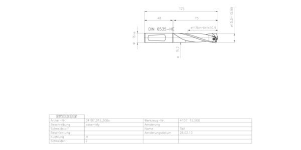Guhring INTERCHANGEABLE INSERT HOLDER HT800 3XD 155 15,5-15,99 - Image 2
