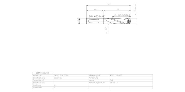 Guhring INTERCHANGEABLE INSERT HOLDER HT800 3XD 160 16,0-16,49 - Image 2
