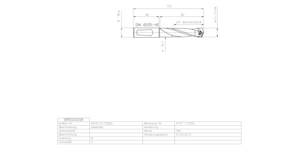 Guhring INTERCHANGEABLE INSERT HOLDER HT800 3XD 170 17,0-17,49 - Image 2