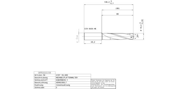 Guhring INTERCHANGEABLE INSERT HOLDER HT800 3XD 185 18,5-18,99 - Image 2