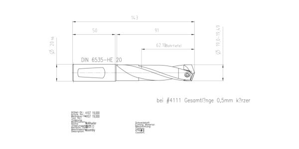 Guhring INTERCHANGEABLE INSERT HOLDER HT800 3XD 190 19,0-19,49 - Image 2