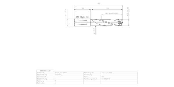 Guhring INTERCHANGEABLE INSERT HOLDER HT800 3XD 220 22,0-22,49 - Image 2