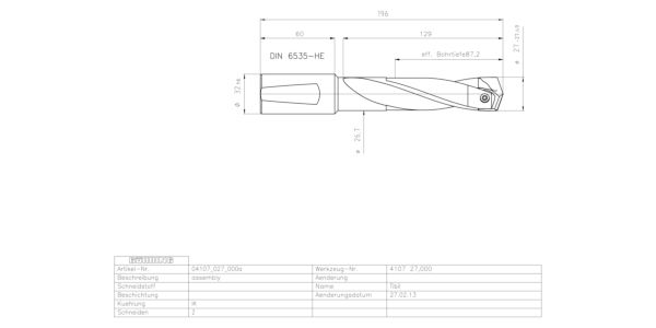 Guhring INTERCHANGEABLE INSERT HOLDER HT800 3XD 270 27,0-27,49 - Image 2