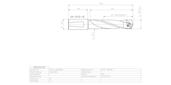 Guhring INTERCHANGEABLE INSERT HOLDER HT800 3XD 280 28,0-28,49 - Image 2
