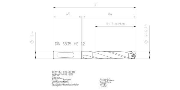 Guhring INTERCHANGEABLE INSERT HOLDER HT800 5XD 120 12,0-12,49 - Image 2