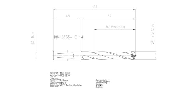 Guhring INTERCHANGEABLE INSERT HOLDER HT800 5XD 125 12,5-12,99 - Image 2