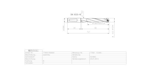 Guhring INTERCHANGEABLE INSERT HOLDER HT800 5XD 135 13,5-13,99 - Image 2