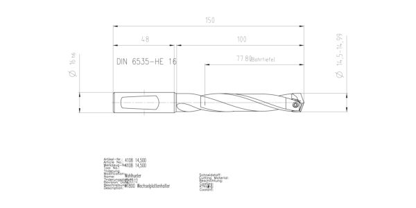 Guhring INTERCHANGEABLE INSERT HOLDER HT800 5XD 145 14,5-14,99 - Image 2