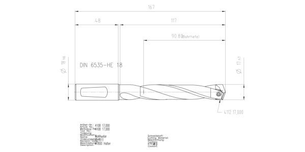 Guhring INTERCHANGEABLE INSERT HOLDER HT800 5XD 170 17,0-17,49 - Image 2