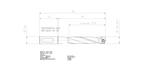Guhring INTERCHANGEABLE INSERT HOLDER HT800 5XD 190 19,0-19,49 - Image 2