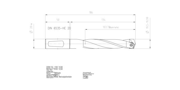 Guhring INTERCHANGEABLE INSERT HOLDER HT800 5XD 195 19,5-19,99 - Image 2