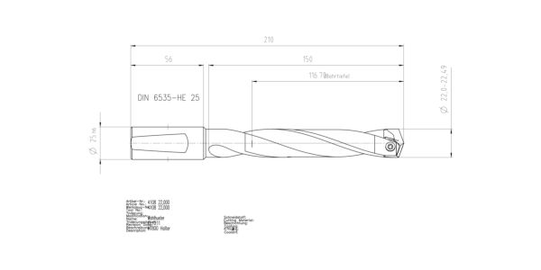 Guhring INTERCHANGEABLE INSERT HOLDER HT800 5XD 220 22,0-22,49 - Image 2
