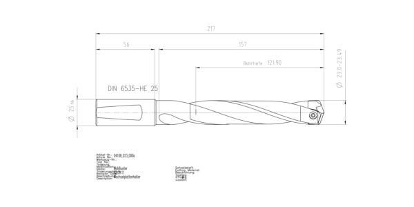 Guhring INTERCHANGEABLE INSERT HOLDER HT800 5XD 230 23,0-23,49 - Image 2