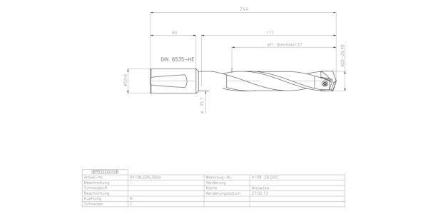 Guhring INTERCHANGEABLE INSERT HOLDER HT800 5XD 260 26,0-26,49 - Image 2