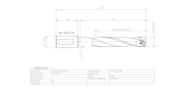 Guhring INTERCHANGEABLE INSERT HOLDER HT800 5XD 270 27,0-27,49 - Image 2