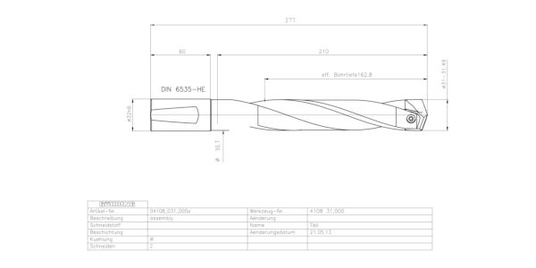 Guhring INTERCHANGEABLE INSERT HOLDER HT800 5XD 310 31,0-31,49 - Image 2
