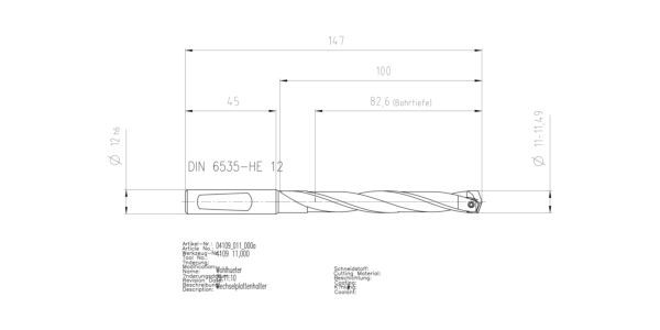 Guhring INTERCHANGEABLE INSERT HOLDER HT800 7XD 110 11,0-11,49 - Image 2