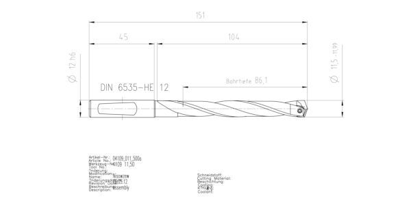 Guhring INTERCHANGEABLE INSERT HOLDER HT800 7XD 115 11,5-11,99 - Image 2