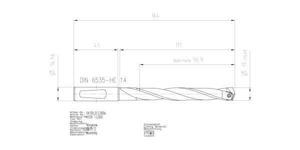 Guhring INTERCHANGEABLE INSERT HOLDER HT800 7XD 130 13,0-13,49 - Image 2