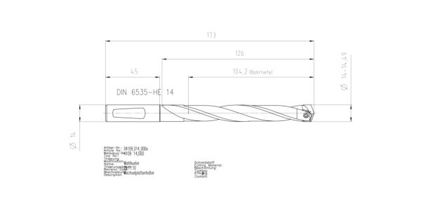 Guhring INTERCHANGEABLE INSERT HOLDER HT800 7XD 140 14,0-14,49 - Image 2