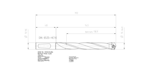 Guhring INTERCHANGEABLE INSERT HOLDER HT800 7XD 160 16,0-16,49 - Image 2