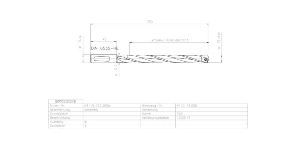Guhring INTERCHANGEABLE INSERT HOLDER HT800 10XD 130 13,0-13,49 - Image 2