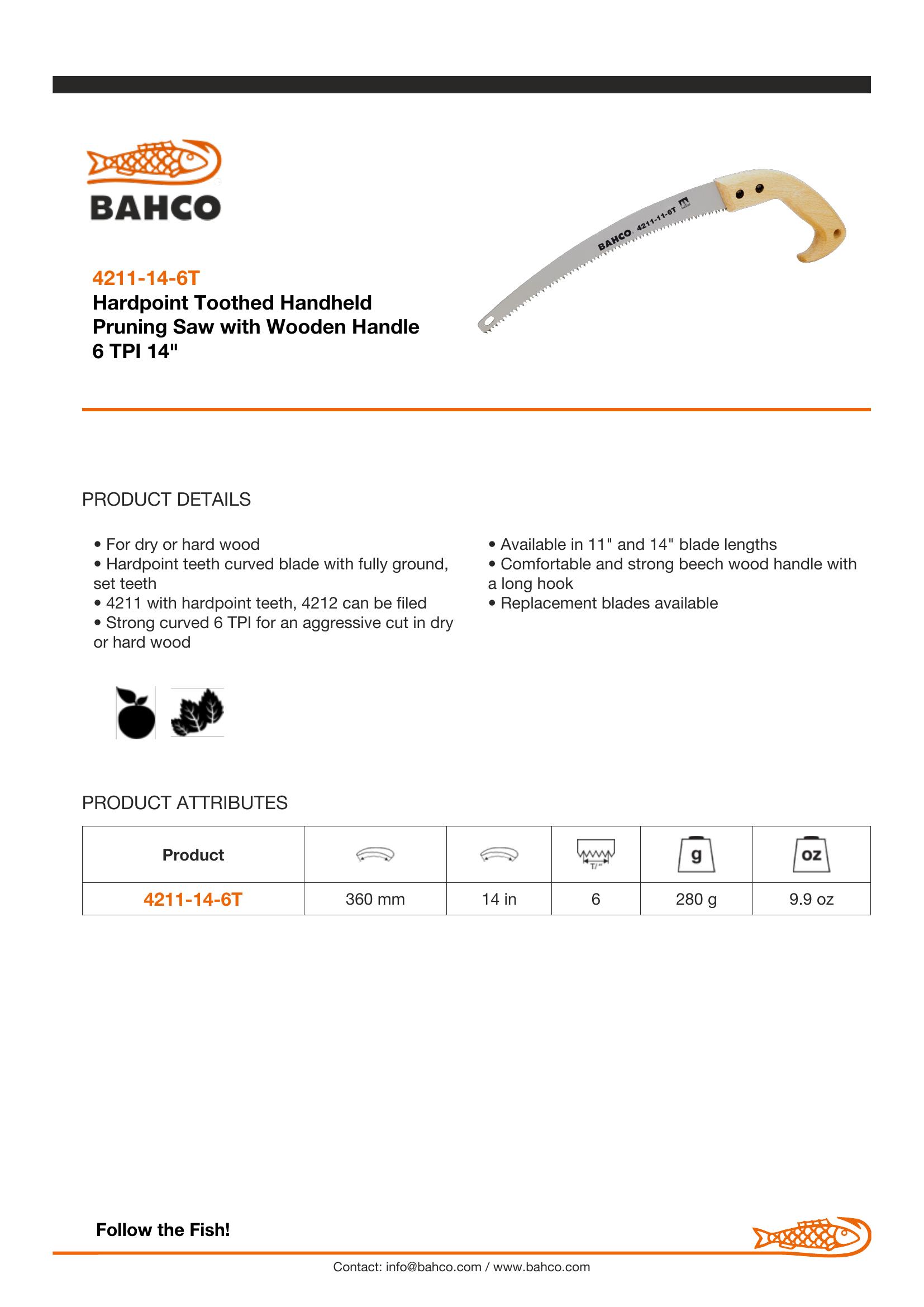 Bahco Pruning saw, hardpoint, wooden handle - Image 7