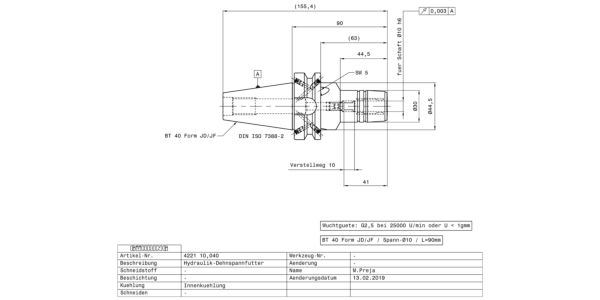 Guhring BT40 Hydraulic chuck - Image 2