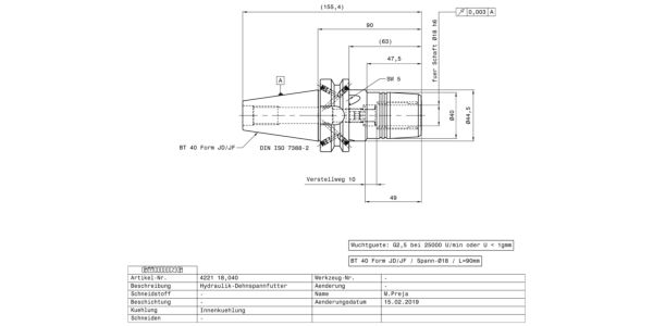 Guhring BT40 Hydraulic chuck - Image 2