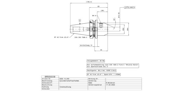 Guhring BT40 Side Lock Holder 14.0 mm - Image 2