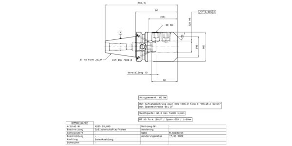 Guhring BT40 Side Lock Holder 25.0 mm - Image 2