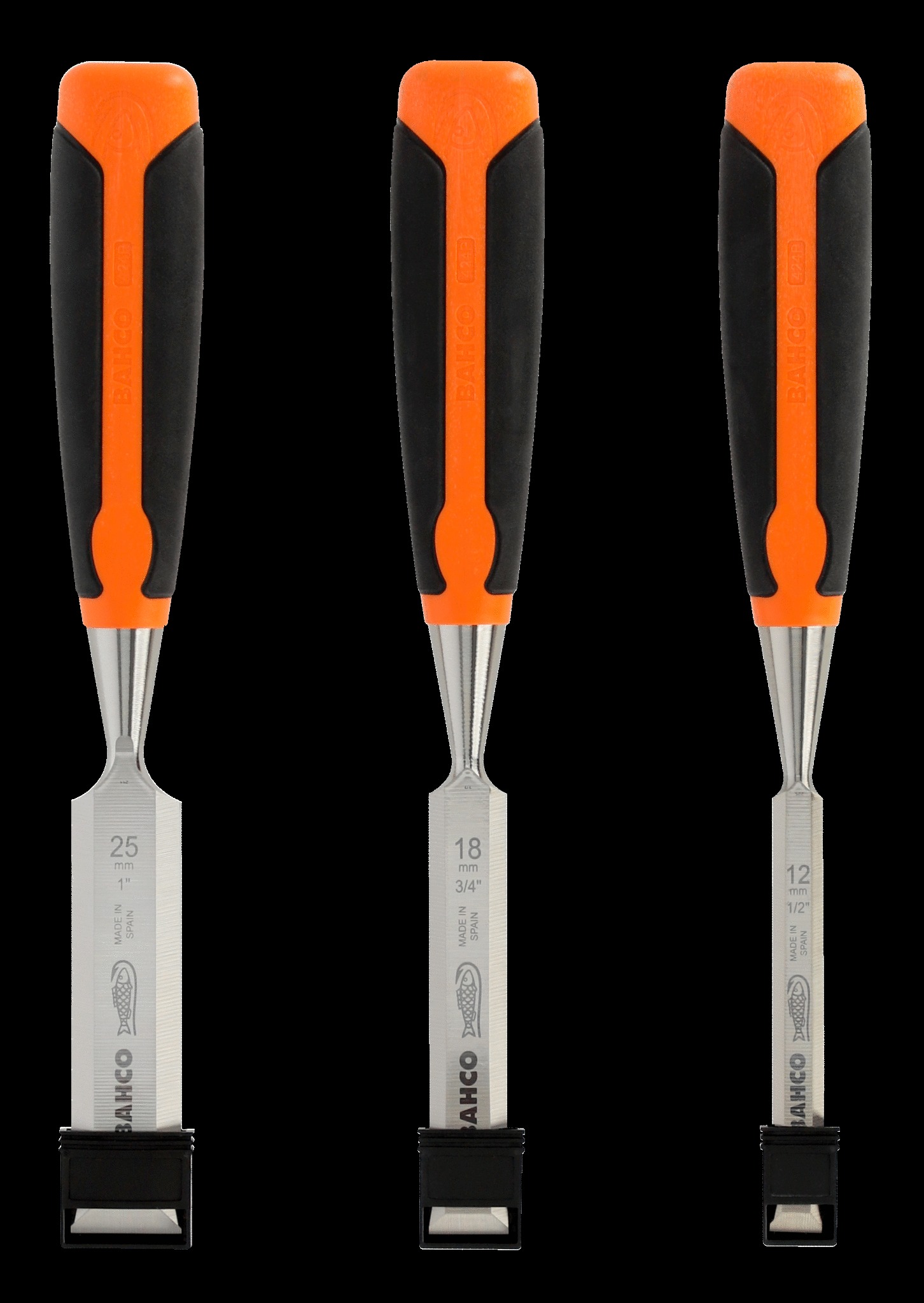 Bahco Woodworking Chisel with Rubberised Handle Set - 3 Piece - 12-18-25mm - Image 3