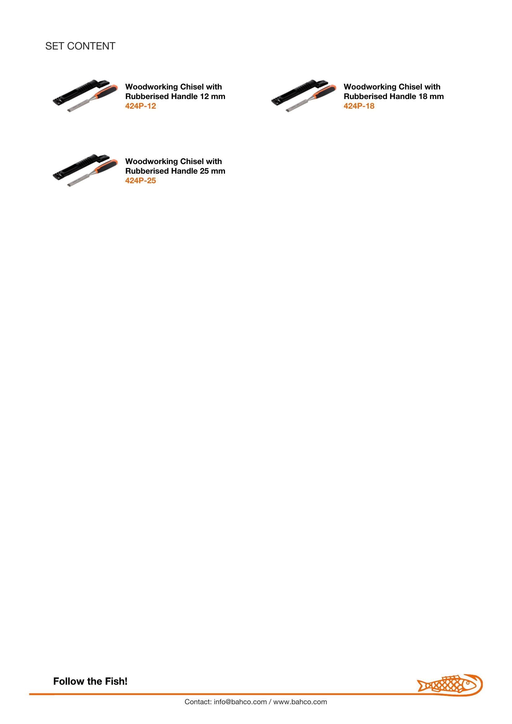 Bahco Woodworking Chisel with Rubberised Handle Set - 3 Piece - 12-18-25mm - Image 5