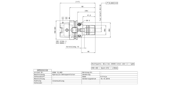 Guhring HSK63-A Hydraulic Chuck - Image 2