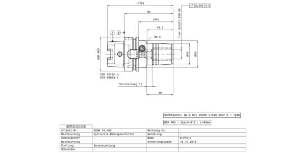 Guhring HSK63-A Hydraulic Chuck - Image 2