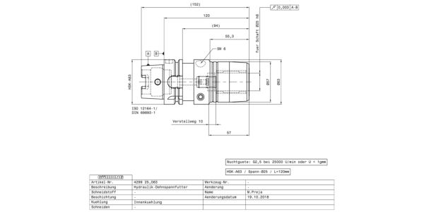 Guhring HSK63-A Hydraulic Chuck - Image 2