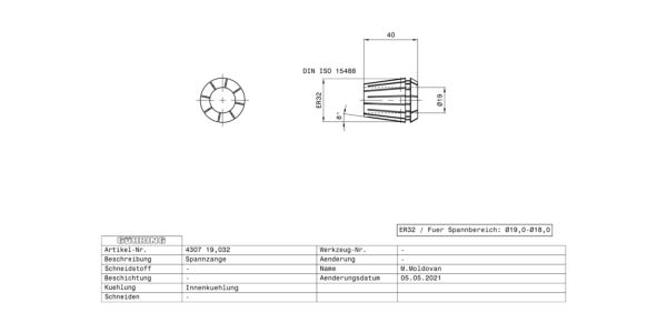 Guhring ER32 Collet 19 mm Dia - Image 2