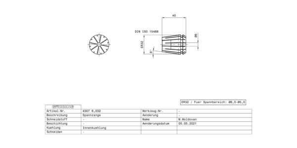 Guhring ER32 Collet 6 mm Dia - Image 2