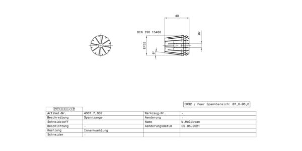 Guhring ER32 Collet 7 mm Dia - Image 2