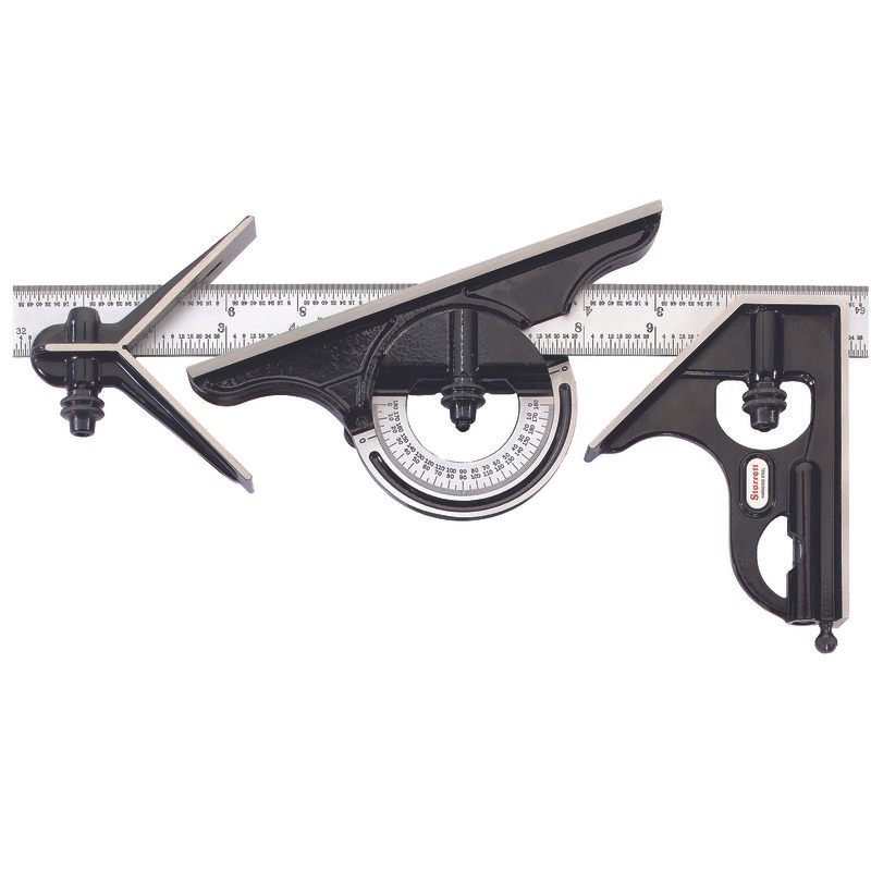 Starrett SQUARE COMBO SET 12IN 4R 434-12-4R 12" Combination Set with Square, Center and Reversible Protractor Head and Blade