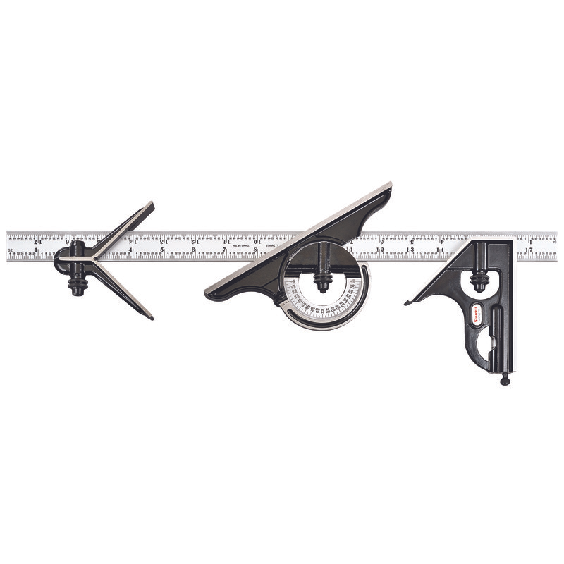 Starrett SQUARE COMBO SET 18IN 4R 434-18-4R 18" Combination Set with Square, Center and Reversible Protractor Head and Blade