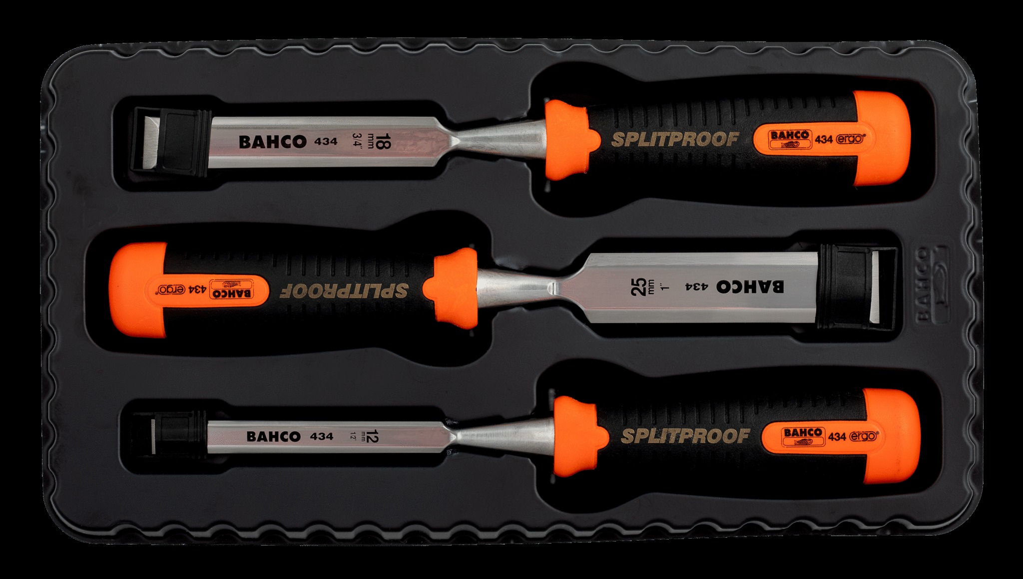 Bahco ERGO™ Splitproof Woodworking Chisel Set - 3 Piece - 12, 18 & 25mm - Image 2